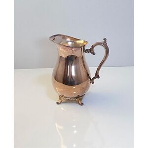 Vintage WM Rogers 817 Silver Plate Footed Water Beverage Pitcher With Ice Guard